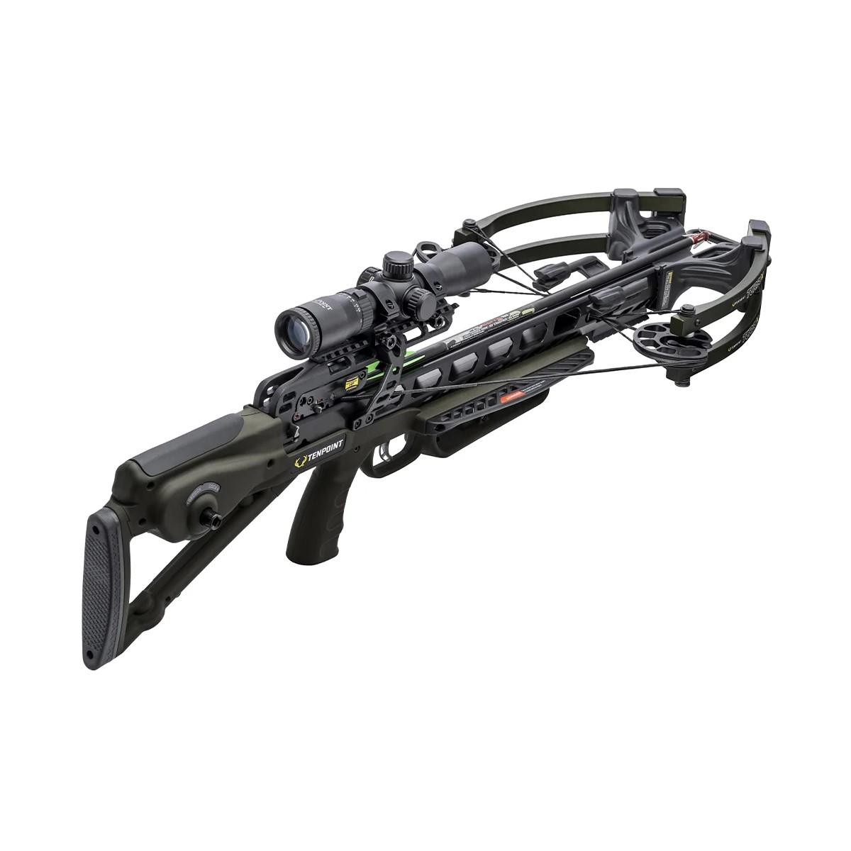 Tenpoint Crossbow Technologies Crossbows Tenpoint Crossbow Technologies Tenpoint Turbo X Crossbow ACUslide Crank RangeMaster 100 Scope - Moss Green