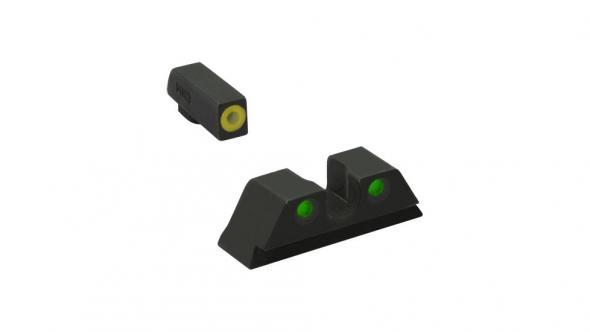 Meprolight Sights Optics|Night Sights Meprolight Sights Meprolight ML41766 Hyper-Bright Yellow Ring Front/Green Rear Sights for S&W M&P Fullsize Compact Subcompact (Not Shield Models)