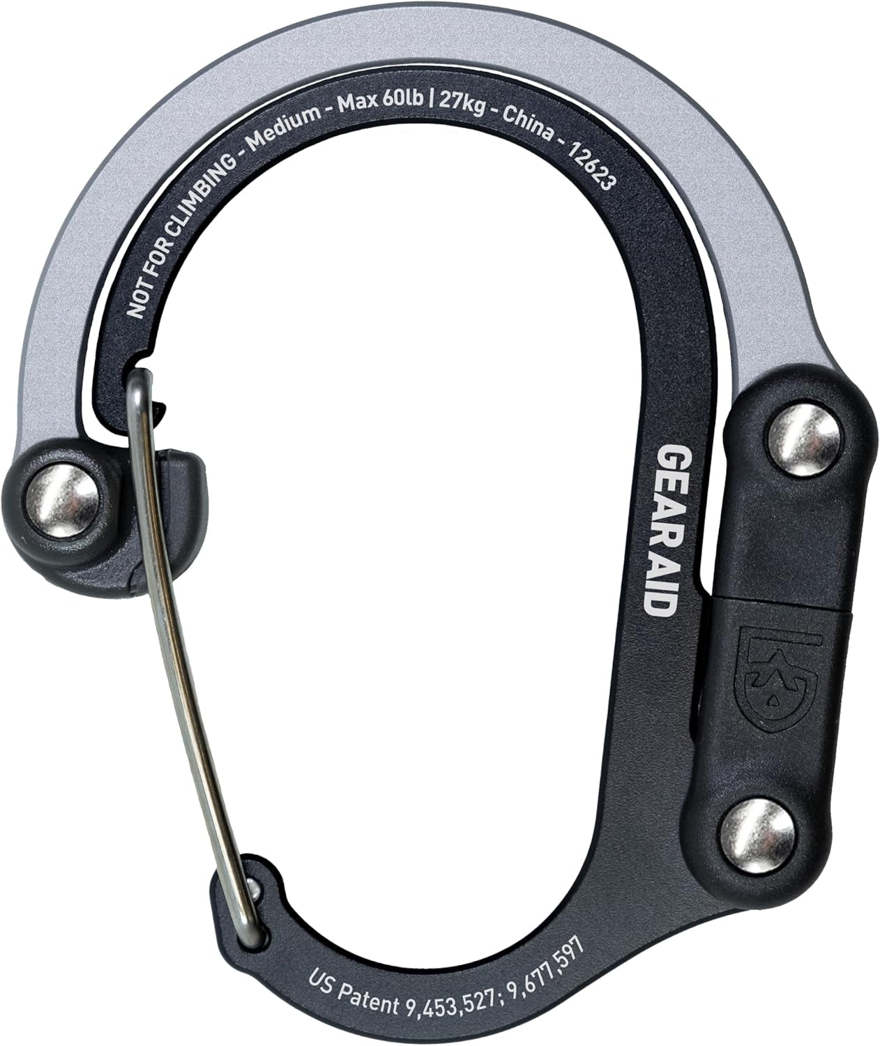 GEAR AID HEROCLIP 360° Swivel Carabiner Gear Clip and Hook (Medium) for Camping, Backpack, Suitcases and Garage Organization