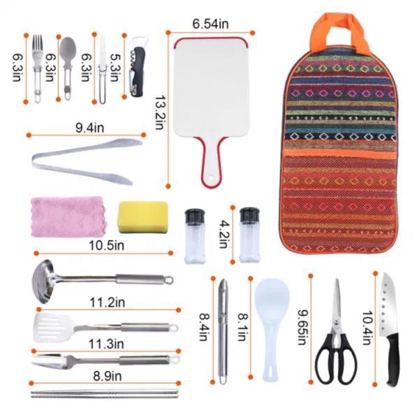 19-Piece Camping Cooking Gear Kit