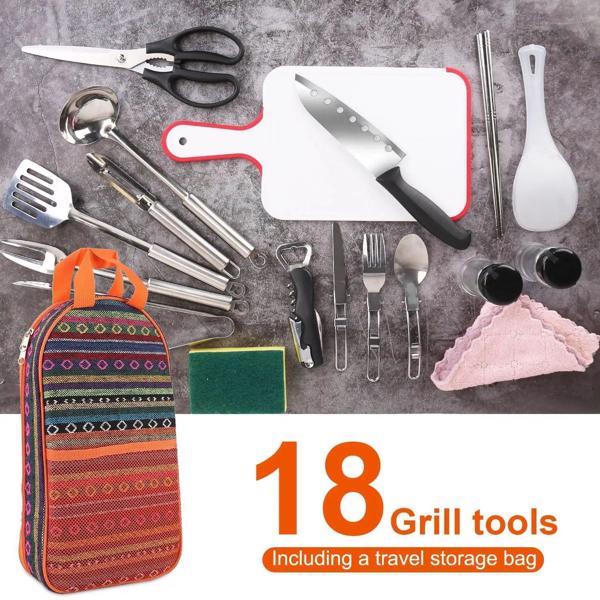 19-Piece Camping Cooking Gear Kit