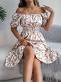 Floral Print Square Collar Dress Summer Fashion Ruffles Dresses Women's Clothing