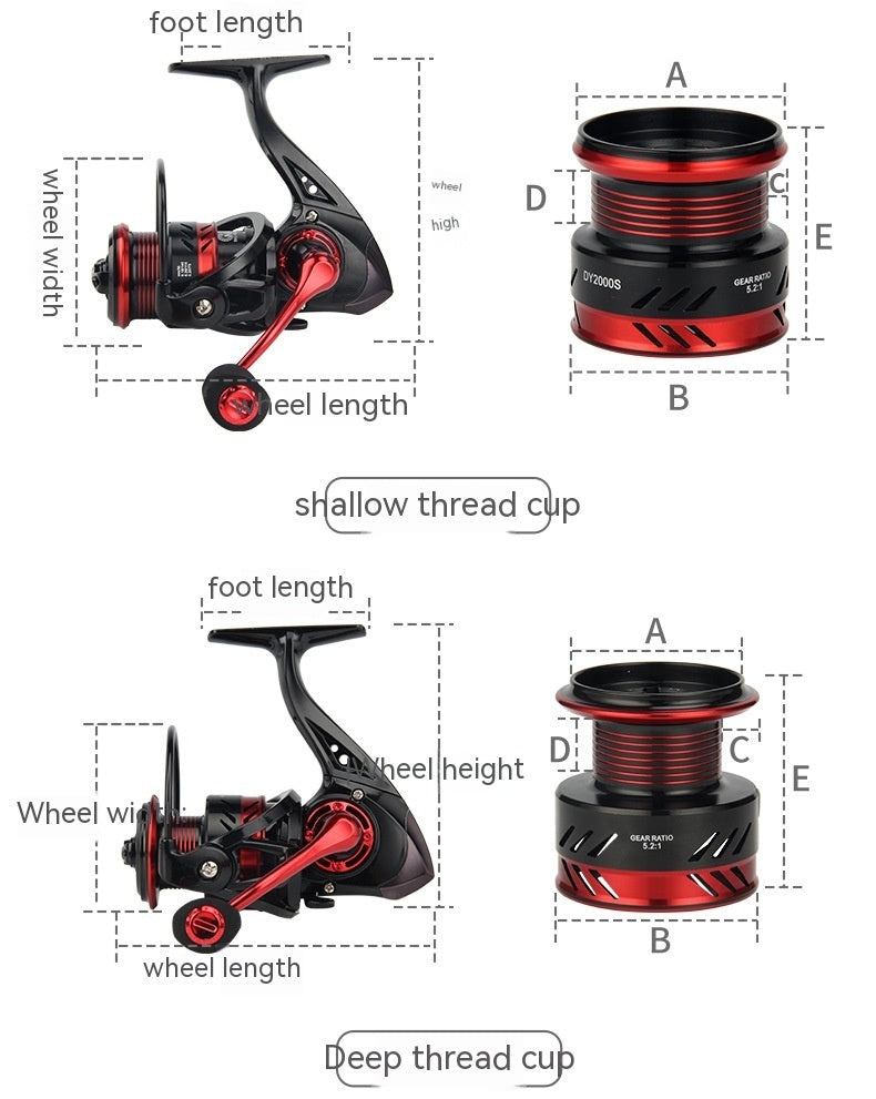 Double Crank Spinning Reel All Metal Spool Lure Fishing Wheel