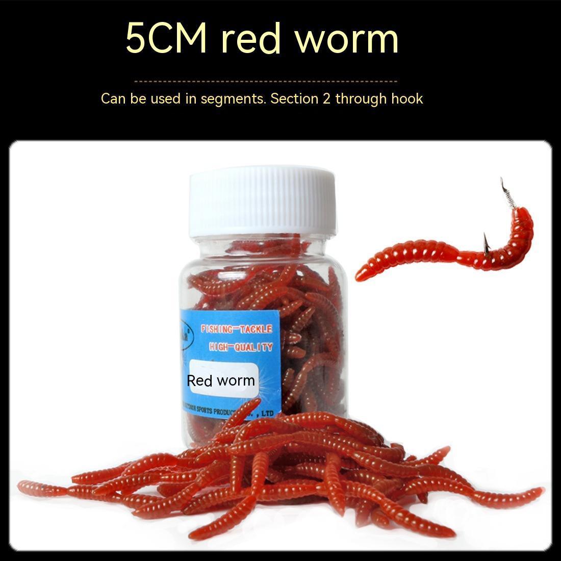 Soft Bait Fake Worm Mealworm Earthworm Red Bottled Bionic Lure
