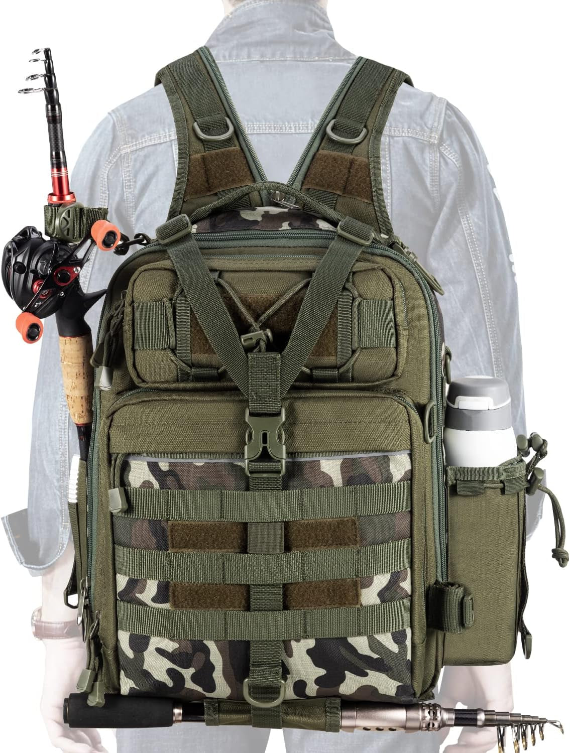 BLISSWILL Outdoor Tackle Bag - Large Water-Resistant Fishing Backpack