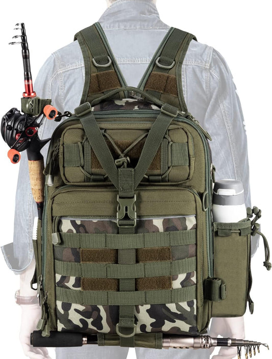 BLISSWILL Outdoor Tackle Bag - Large Water-Resistant Fishing Backpack