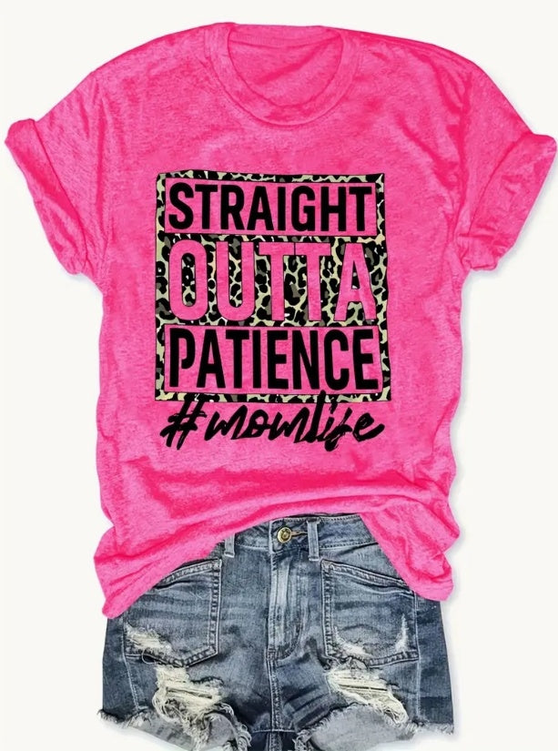 English Letters - Printed Round Neck T-Shirt Casual And Loose - Daily Wear - Women's Clothing