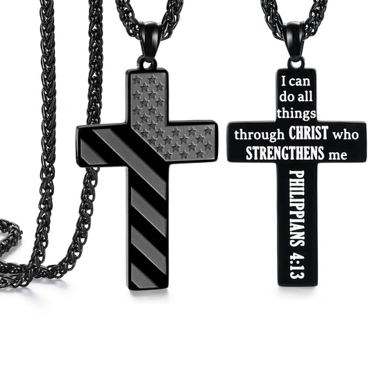 SAM & LORI Cross Necklace for Men Gifts Teen Teenagers Ideas Chain Christmas Stocking Stuffers Him Boyfriend Fathers Birthday Confirmation Pendant Valentine Day Easter Graduation