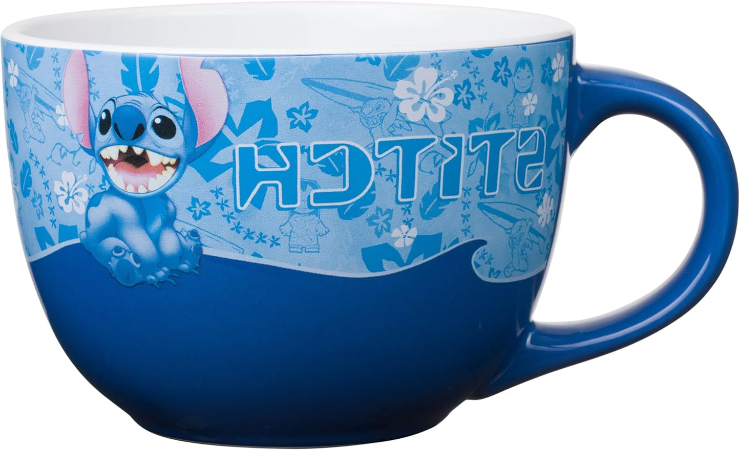Silver Buffalo Lilo and Stitch Wavy Style Ceramic Soup Mug, 24-Ounces