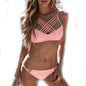 cut out Bikinis Sexy pink bandage cut out Halter bikini swimsuit women cross Women's swimwear swimming suit