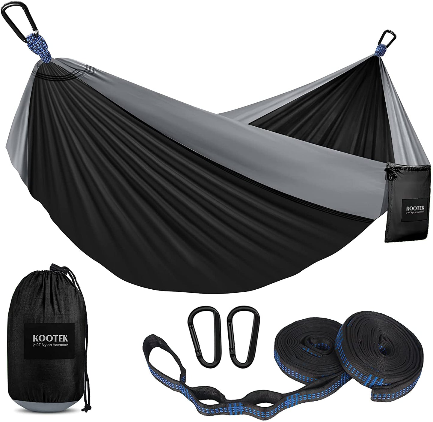 Kootek Camping Hammock 400 Lbs Capacity, Portable Hammocks with Tree Straps & Attached Carry Bag, Camping Essentials Gear, Perfect for outside Indoor Hiking Beach Backpack Travel