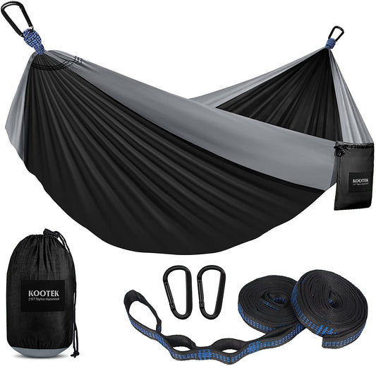 Kootek Camping Hammock 400 Lbs Capacity, Portable Hammocks with Tree Straps & Attached Carry Bag, Camping Essentials Gear, Perfect for outside Indoor Hiking Beach Backpack Travel