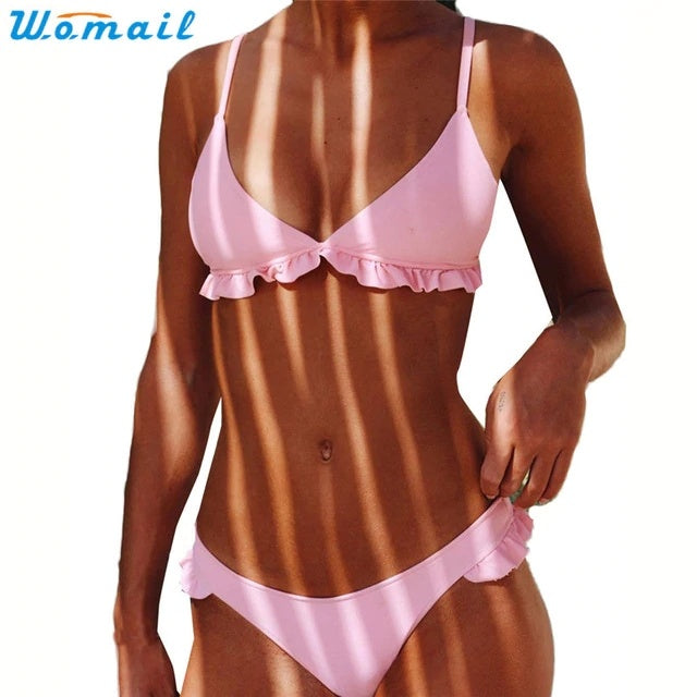 Womail Suit Bikini Swimwear Women Push-Up Padded Bra Beach Bikini Set Swimsuit Swimwear drop shopping 1PC