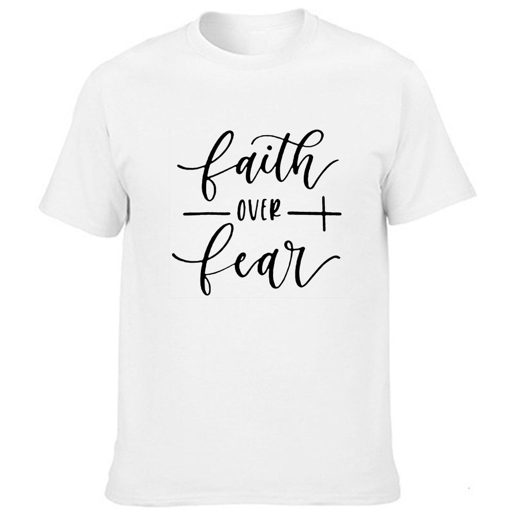 European And American Faith Over Faith Printed Short Sleeves