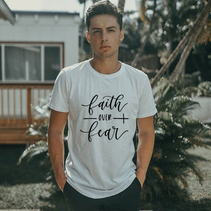 European And American Faith Over Faith Printed Short Sleeves
