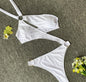Fashion Women One-piece Hollow Out Bikini Solid Color Sexy Swimwear Hang Bandage Beachwear Cup Swimsuits
