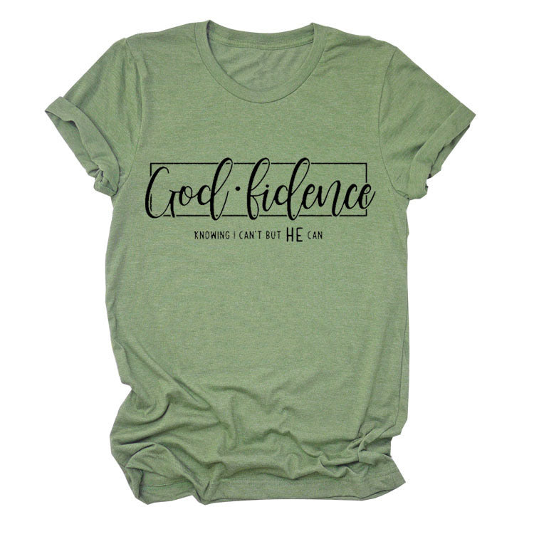God Finance Letter Casual Loose Hedging Large Size Bottoming T-Shirt Women