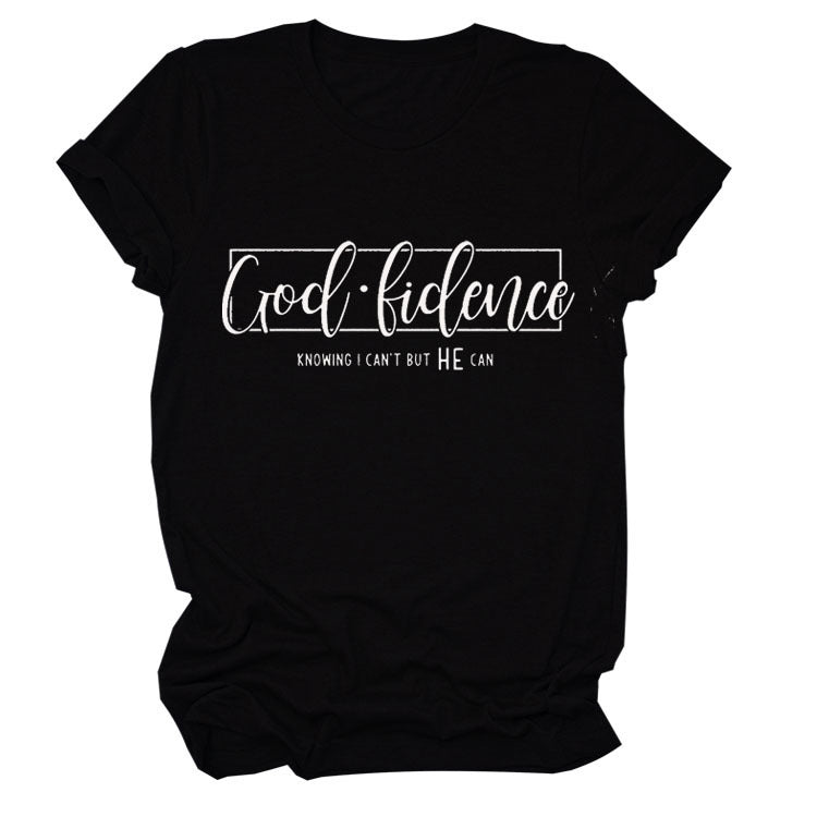 God Finance Letter Casual Loose Hedging Large Size Bottoming T-Shirt Women