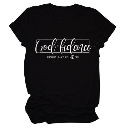 God Finance Letter Casual Loose Hedging Large Size Bottoming T-Shirt Women