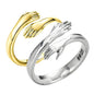 Alloy Simple Hands Hug Ring Opening Adjustable Jewelry
