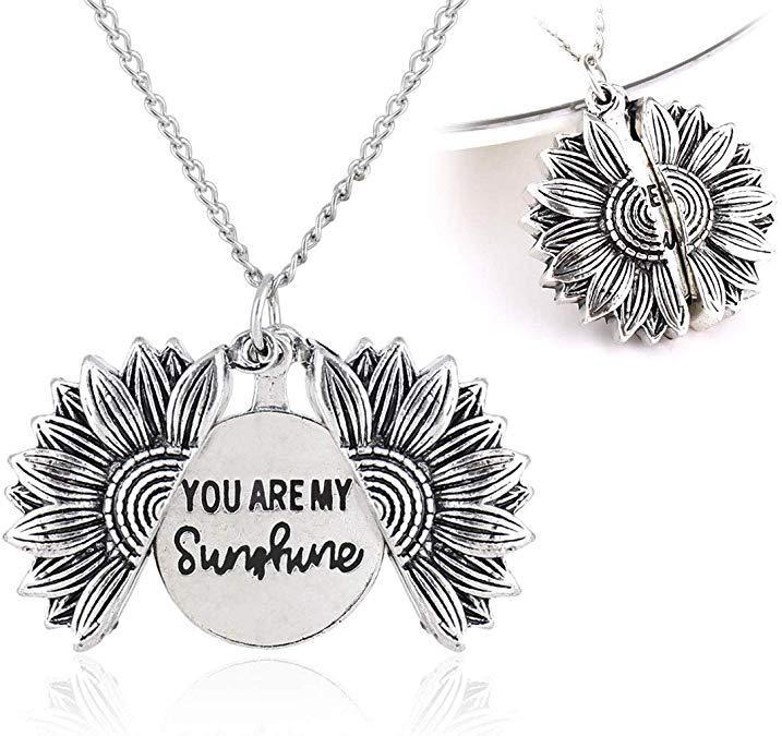 You Are My Sunshine Sunflower Necklace Women Men