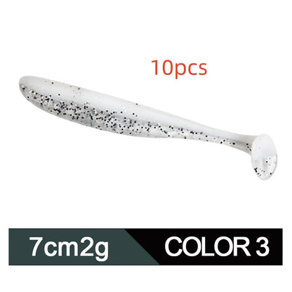 Soft Worm Mandarin Fish Topmouth Culter Lure Two-tone T Tail