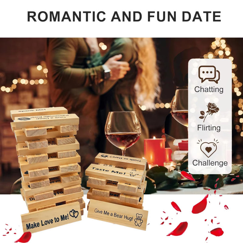 Couple Game Night Intimacy Block Tower Jenga Game Valentine Tumbling Tower Stacking Blocks Game Party Interactive Games 18