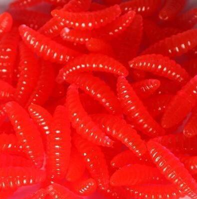 50pcs artificial soft maggot grub fishing lure bait