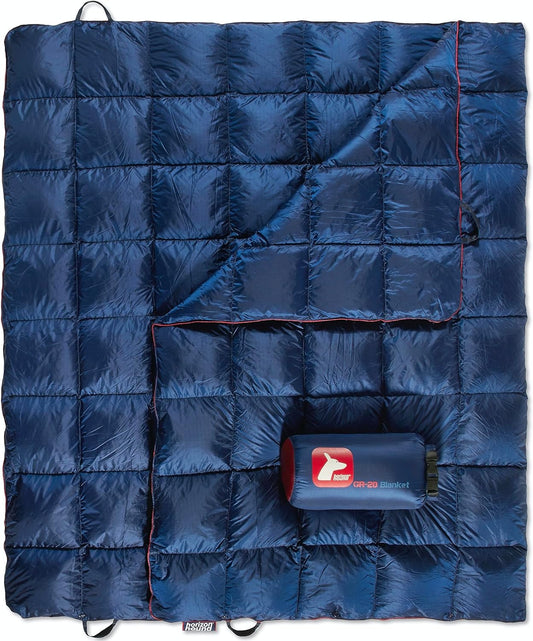 Horizon Hound down Camping Blanket - Outdoor Travel Quilt | Sustainable, Insulated, Lightweight & Warm Gear for Sleep, Camping, Stadium, Hiking & Festivals | Water Resistant, Packable & Compact