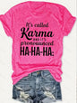 English Letters - Printed Round Neck T-Shirt Casual And Loose - Daily Wear - Women's Clothing