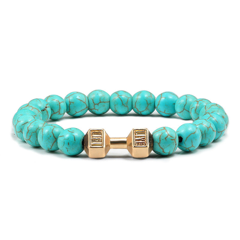 Turquoise Energy Gun Black Electroplated Alloy Barbell Bracelet