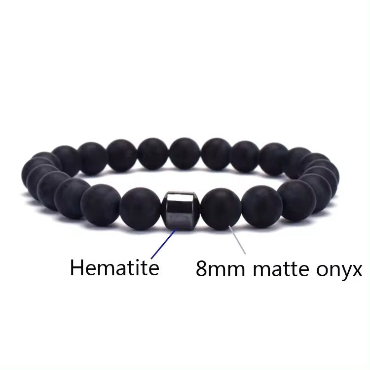 Natural Gemstone Bracelet Vintage Stone Beads Men Women Jewelry