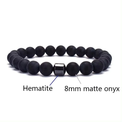 Natural Gemstone Bracelet Vintage Stone Beads Men Women Jewelry