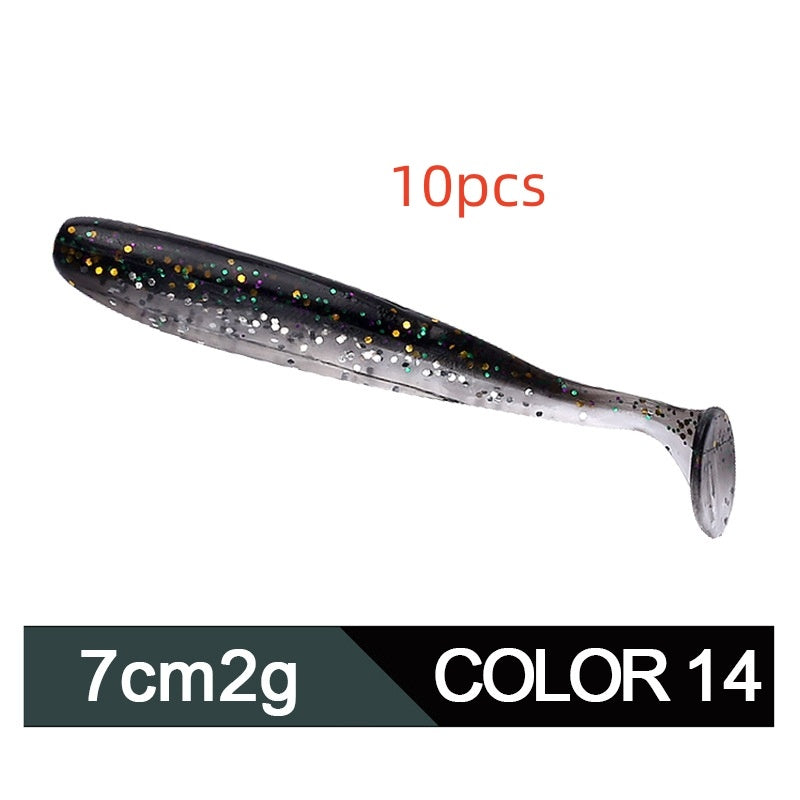 Soft Worm Mandarin Fish Topmouth Culter Lure Two-tone T Tail
