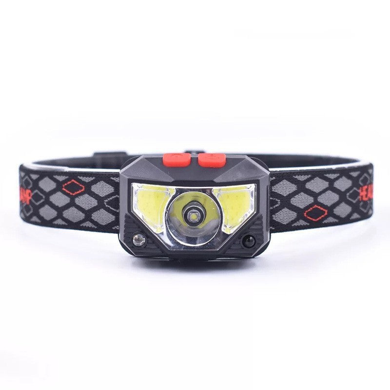 Outdoor Mine Lighting Head-mounted Multi-functional Red Light Warning LED Wave Induction Mini Lightweight Fishing Headlight