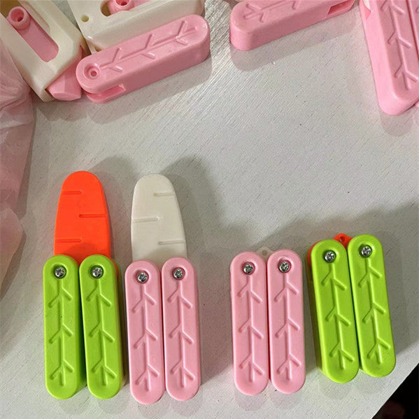 3d carrot butterfly knife baby decompression toy small radish knife flail knife training butterfly knife flat replacement 1