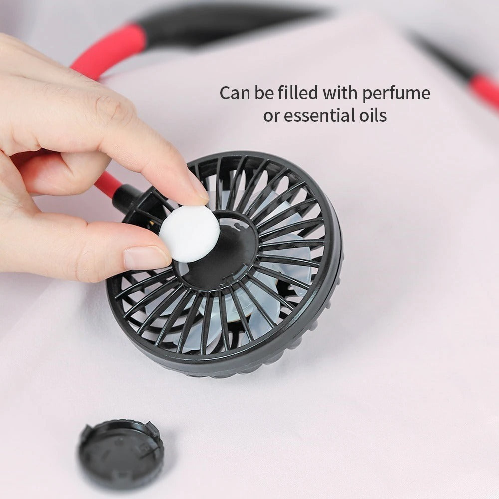 Mini Portable Hanging Neckband Fan USB Rechargeable Double Fans Air Cooler Conditioner Colorful Aroma Electric Desk Fan For Room