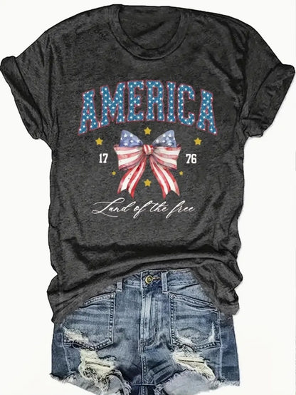 Bow - Printed Round Neck Vest - Casual And Loose - Daily Wear - Women's Clothing