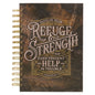 Christian Art Gifts Journal W/Scripture for Men/Women God Is Our Refuge and Strength Psalm 46:1 Bible Verse Brown 192 Ruled Pages, Large Hardcover Notebook, Wire Bound (Hardcover)