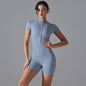 Summer Zipper Short-sleeved Shorts Jumpsuit Yoga Fitness Dance Slim Sports Bodysuit Women Sports Clothing