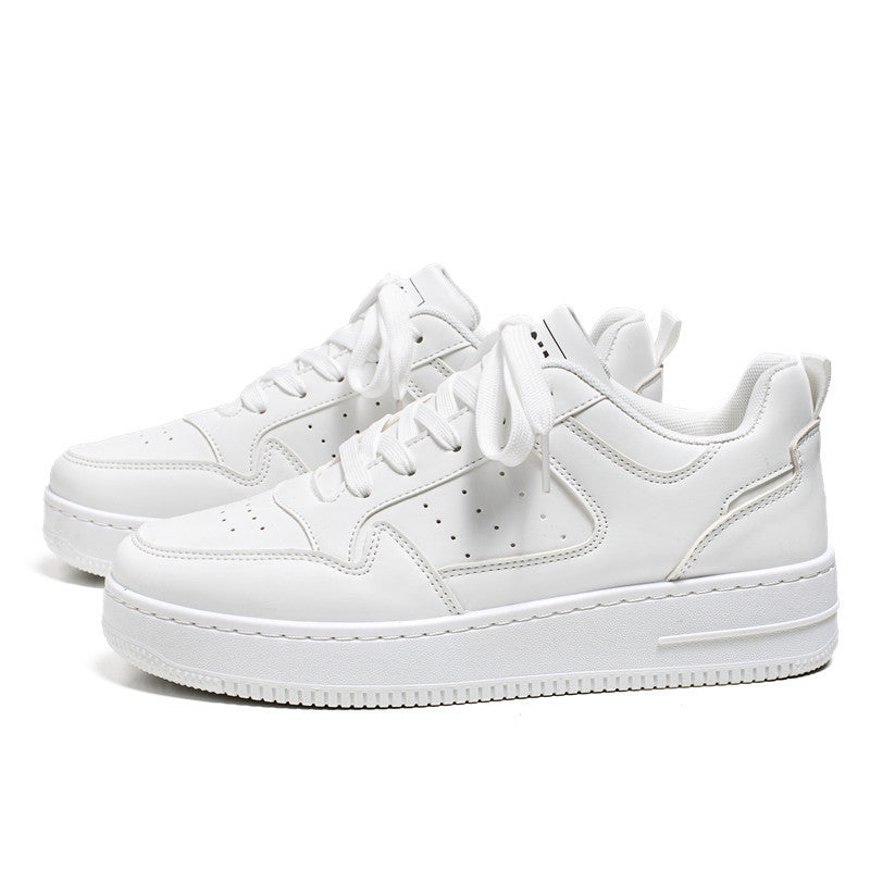 Leather Breathable Teen Trend All-matching Platform White Shoes