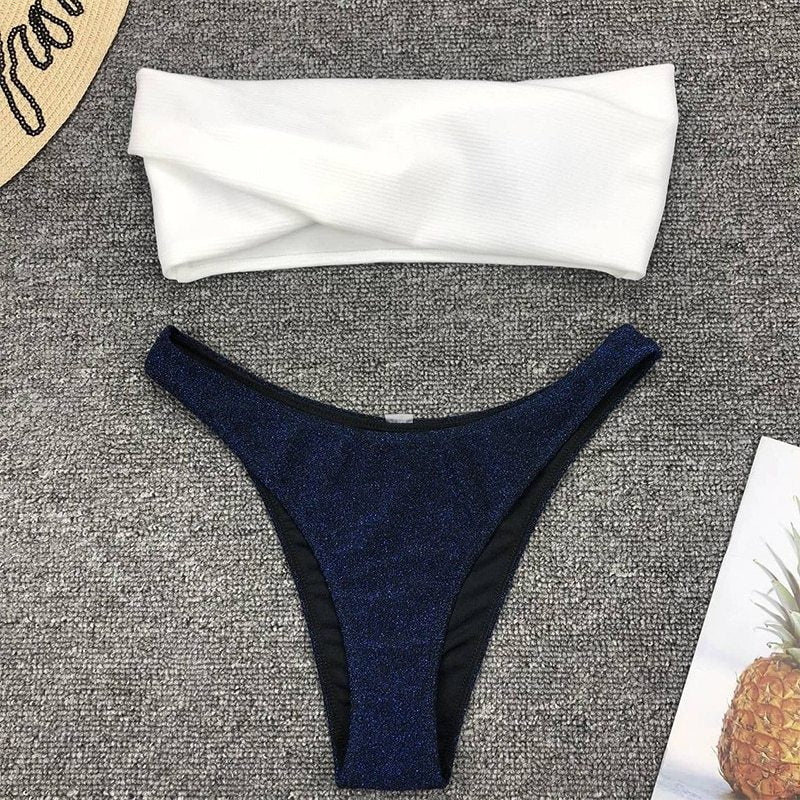 New Sexy Bikini Swimwear Women Swimsuit Off Shoulder Bikini Set Low Waist Bathing Suit Summer Beachwear Swimming Suit