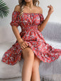 Floral Print Square Collar Dress Summer Fashion Ruffles Dresses Women's Clothing