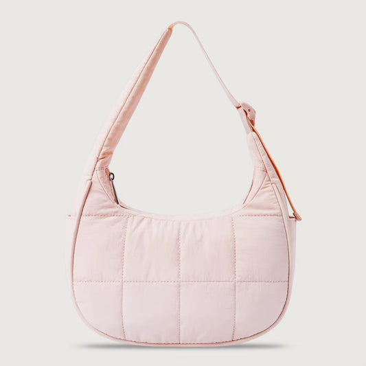 Puffer Crescent Bag for Women Quilted Underarm Bag Nylon Adjustable Strap Shoulder Purse Hobo Bag for Work Travel