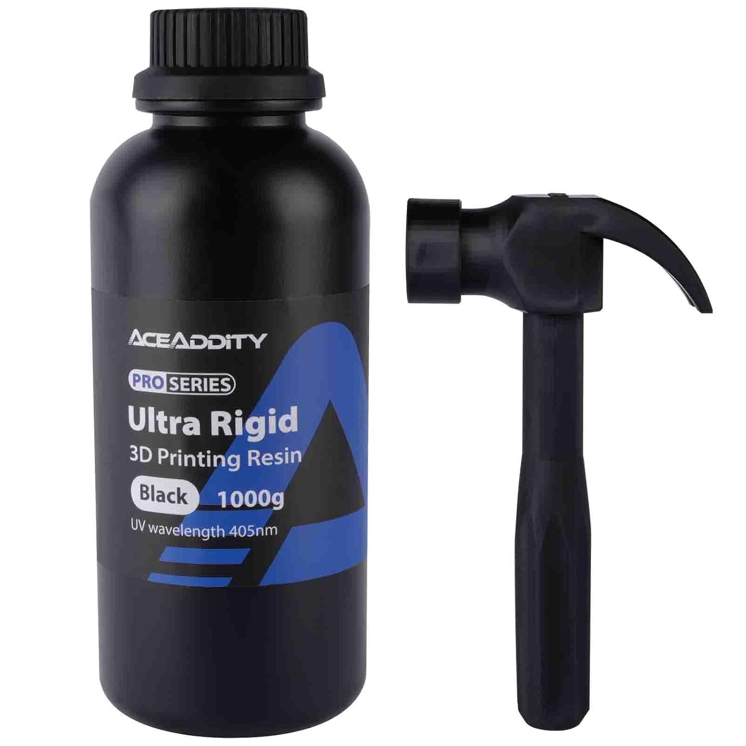 Ultra Rigid 3D Resin, Special 3D Printer Resin, High Resolution 405nm UV-Curing Photopolymer Printing Resin, Compatible with Most LCD/DLP/SLA 3D Printer, Black 1KG