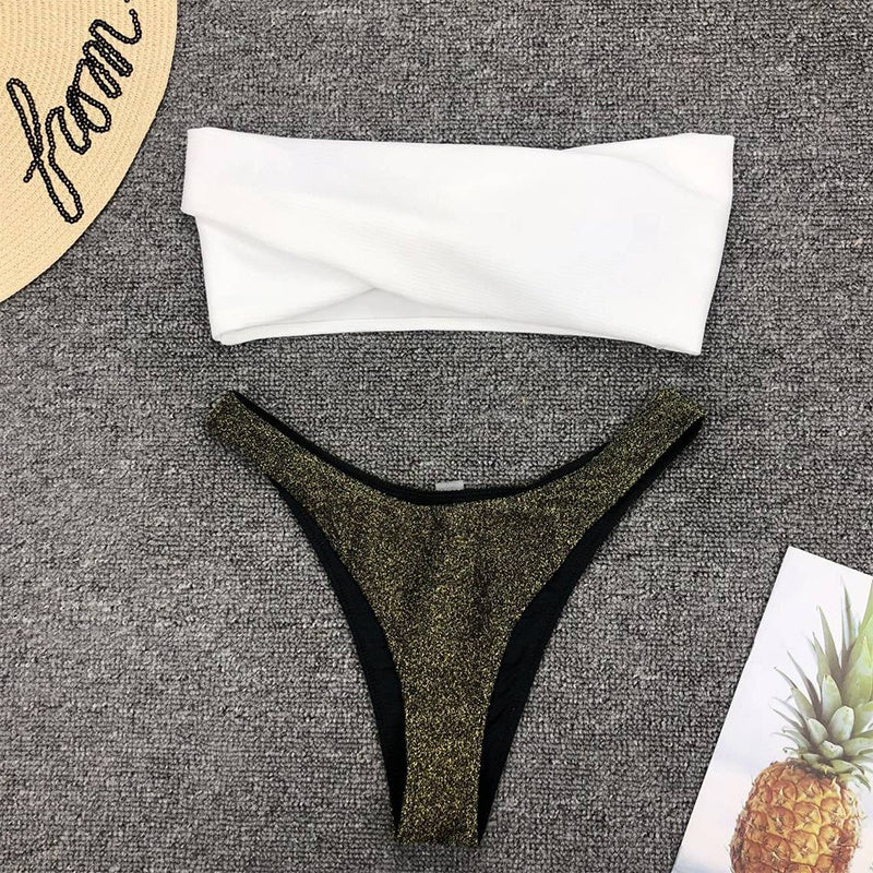 New Sexy Bikini Swimwear Women Swimsuit Off Shoulder Bikini Set Low Waist Bathing Suit Summer Beachwear Swimming Suit