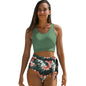 Fashion Printing Tied High Waist Conservative Swimwear Women