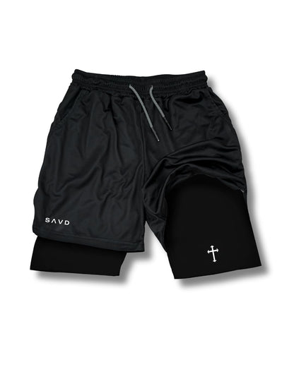 SAVD Christian Performance Shorts - Men's Gym & Sport Shorts with Pockets & Compression Liner, Bible Verse Activewear