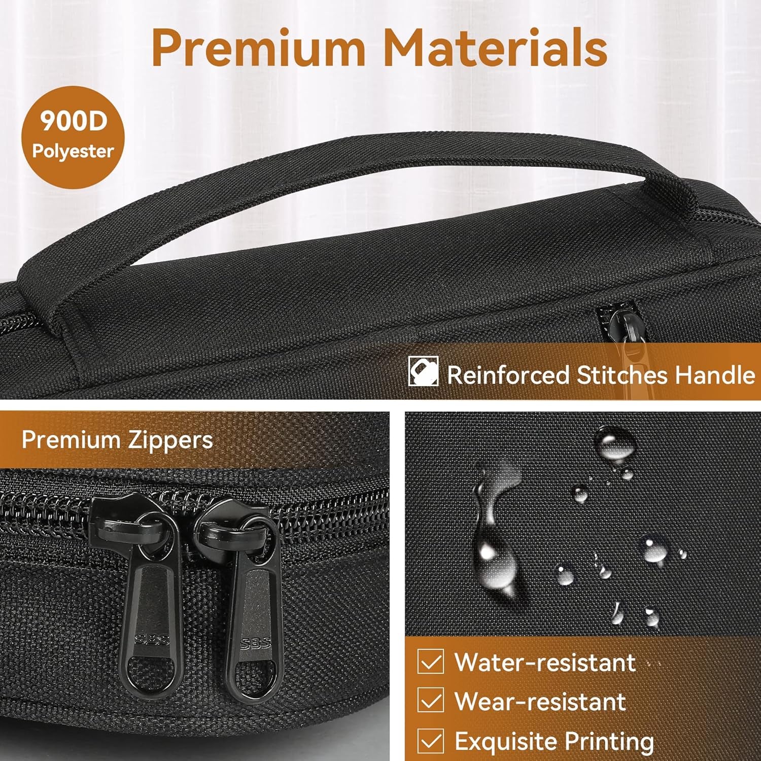 Bible Cover, Standard Size Polyester Bible Case with Internal Compartments and Zippers, Bible Cover Case for Women (Black)