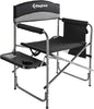 Kingcamp Camping Foldable Padded Director Arm Chair with Side Table and Pocket, Grey